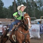 Keylee Zancanella competing in the Little Wrangler division for Little Britches Rodeo