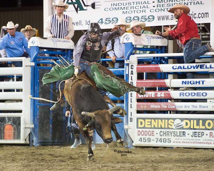 Texas bull rider wow Caldwell Night Rodeo crowd