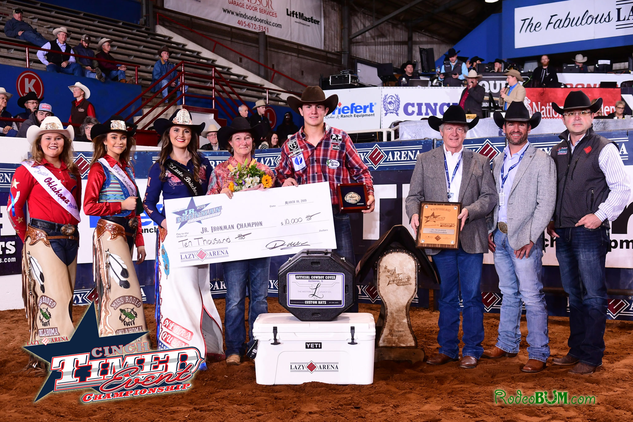 Texan Tyler West rides to Jr. Ironman title, setting three Lazy E Arena records this morning to win $11,000